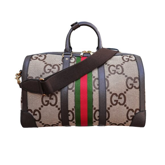Gucci 724642 Unisex Giant GG Canvas & Leather Medium Duffle Bag - Picture 2 of 9
